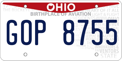 OH license plate GOP8755