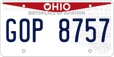 OH license plate GOP8757