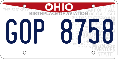 OH license plate GOP8758