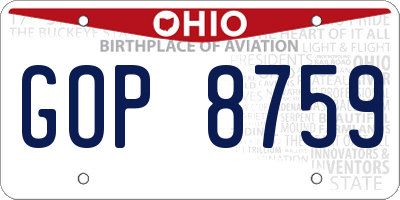 OH license plate GOP8759