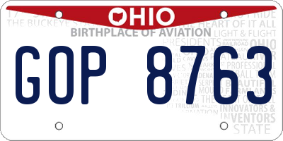 OH license plate GOP8763