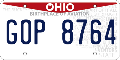 OH license plate GOP8764