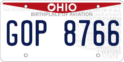 OH license plate GOP8766