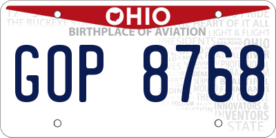 OH license plate GOP8768