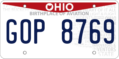 OH license plate GOP8769