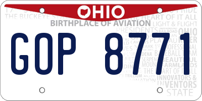 OH license plate GOP8771