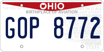 OH license plate GOP8772