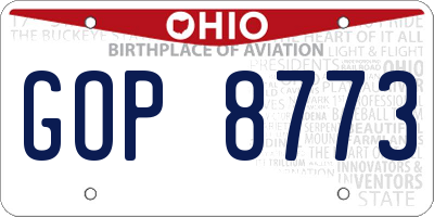 OH license plate GOP8773