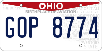 OH license plate GOP8774
