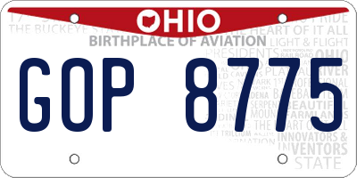 OH license plate GOP8775