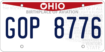 OH license plate GOP8776