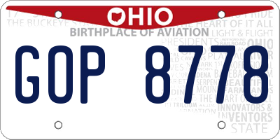 OH license plate GOP8778