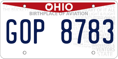 OH license plate GOP8783