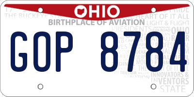 OH license plate GOP8784