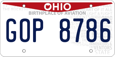 OH license plate GOP8786