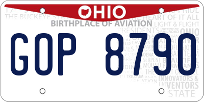 OH license plate GOP8790
