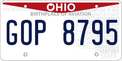 OH license plate GOP8795