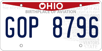 OH license plate GOP8796