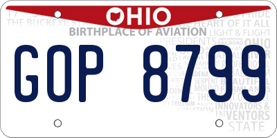 OH license plate GOP8799