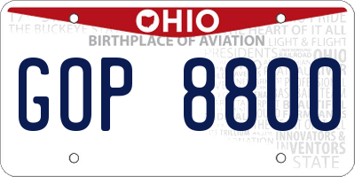 OH license plate GOP8800