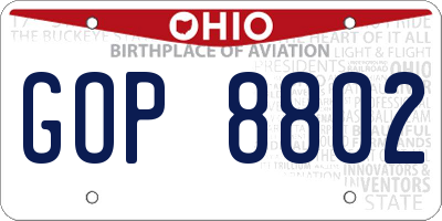 OH license plate GOP8802