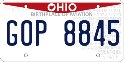 OH license plate GOP8845