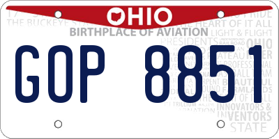 OH license plate GOP8851