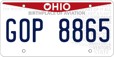 OH license plate GOP8865