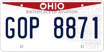 OH license plate GOP8871