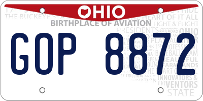 OH license plate GOP8872