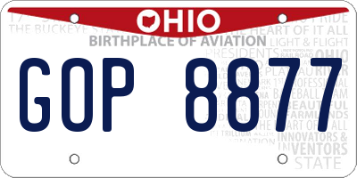 OH license plate GOP8877
