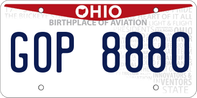 OH license plate GOP8880