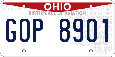 OH license plate GOP8901