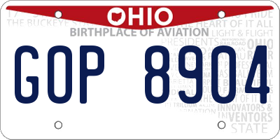 OH license plate GOP8904