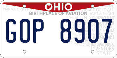 OH license plate GOP8907