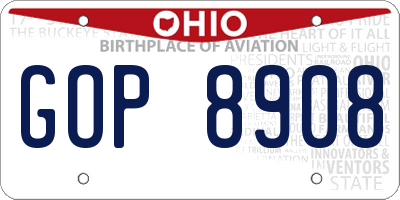 OH license plate GOP8908