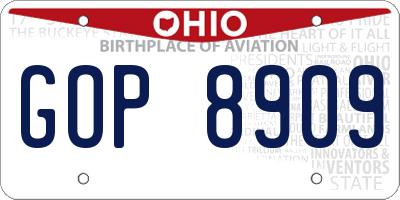 OH license plate GOP8909
