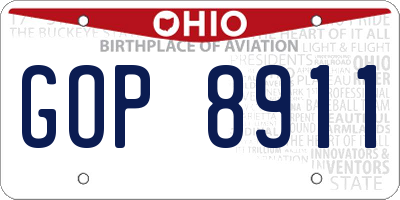 OH license plate GOP8911