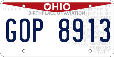 OH license plate GOP8913