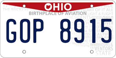 OH license plate GOP8915