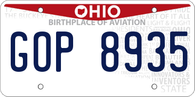 OH license plate GOP8935