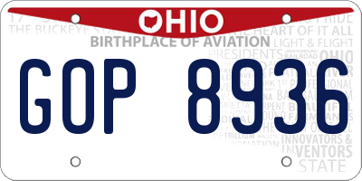 OH license plate GOP8936