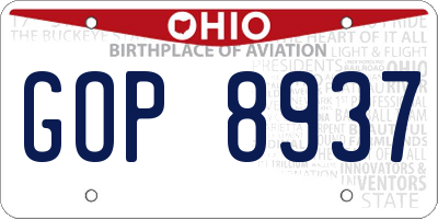 OH license plate GOP8937