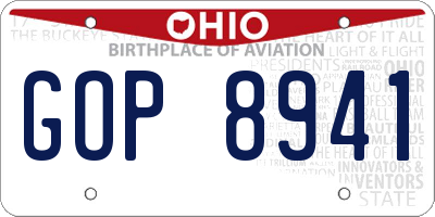 OH license plate GOP8941