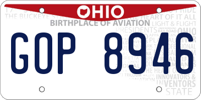 OH license plate GOP8946
