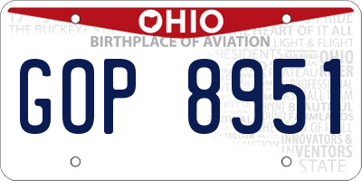 OH license plate GOP8951