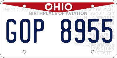OH license plate GOP8955