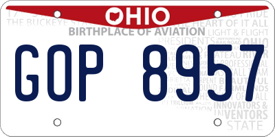 OH license plate GOP8957
