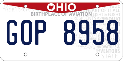 OH license plate GOP8958