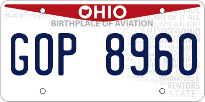 OH license plate GOP8960